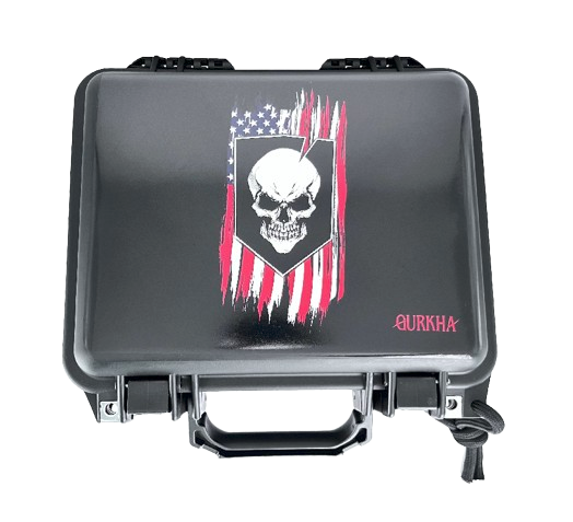 Gurkha Punisher - Skull and Flag - 15 Cigar Travel Humidor - Black