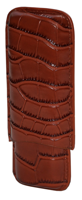 THE GENTLEMEN CLUB COLLECTION Sorrento 2-Cigar Leather Case - Brown
