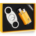 Yellow Cohiba Four-Flame Lighter & Cigar Cutter Set
