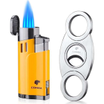 Yellow Cohiba Four-Flame Lighter & Cigar Cutter Set