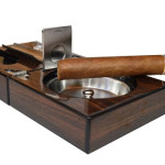 Compact Collection Luxury Cigar Ashtray with Cutter & Punch – Walnut